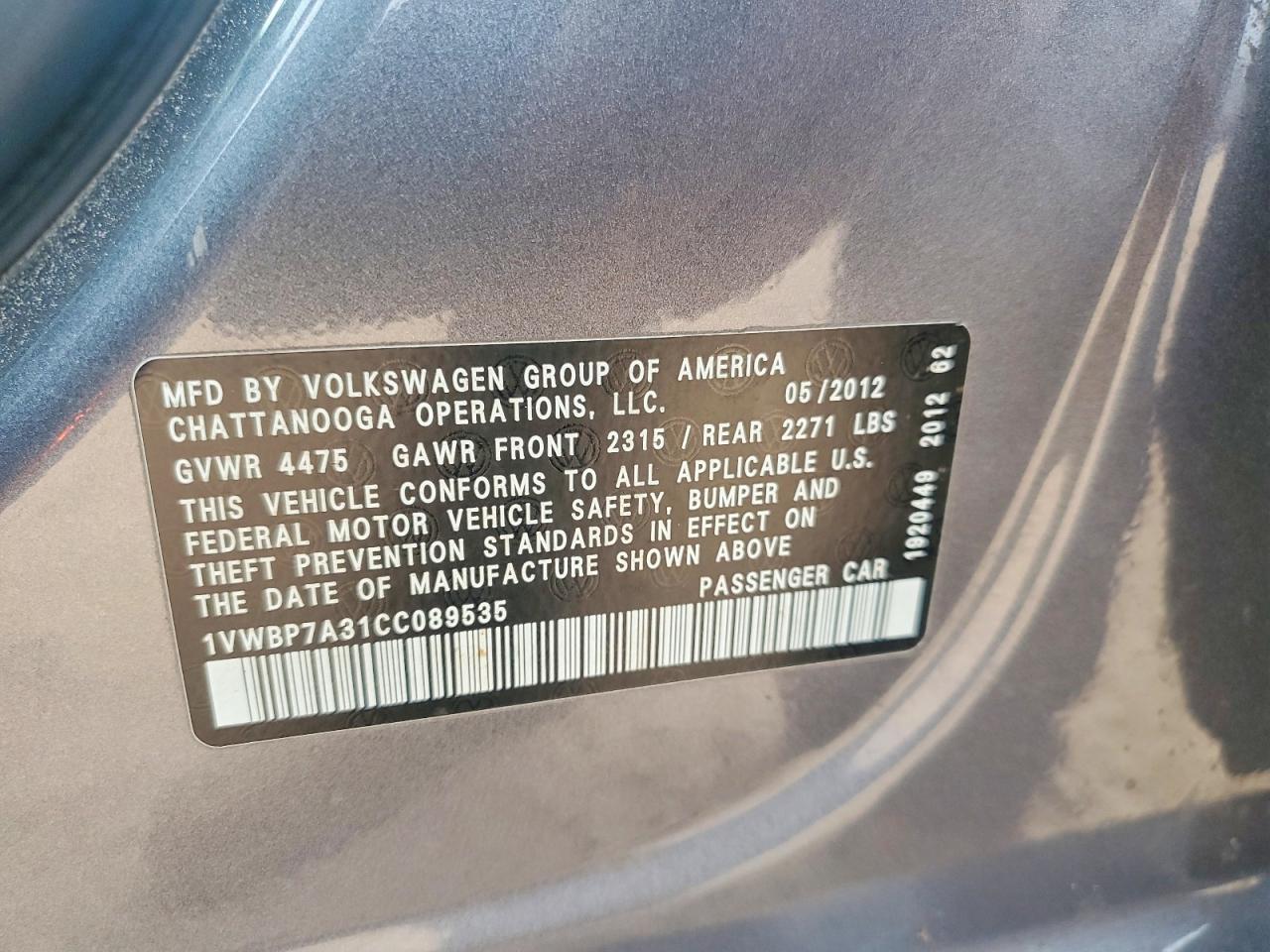 2012 VOLKSWAGEN PASSAT SE photo 23