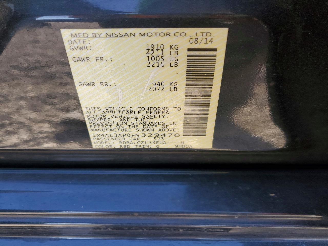 2015 NISSAN ALTIMA 2.5 photo 12