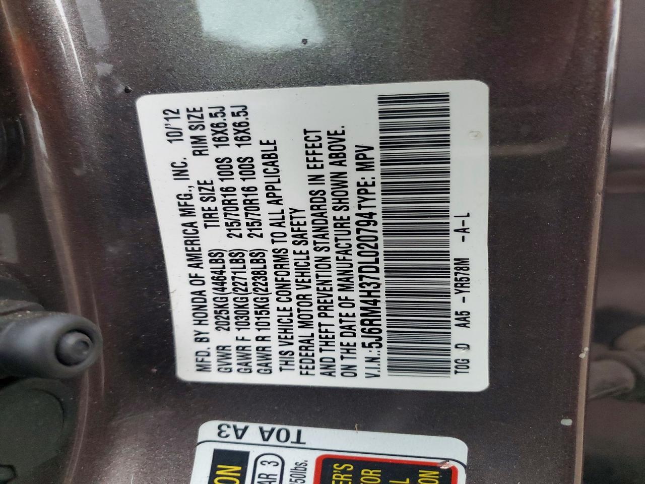 2013 HONDA CR-V LX photo 13
