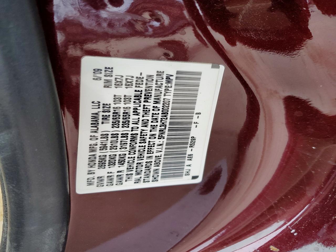 2010 HONDA ODYSSEY EXL photo 25