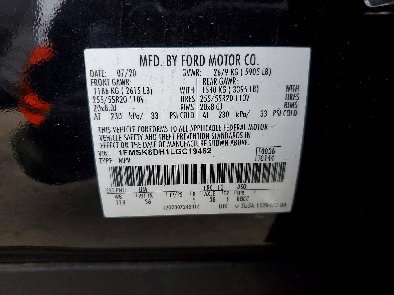 2020 FORD EXPLORER XLT photo 13