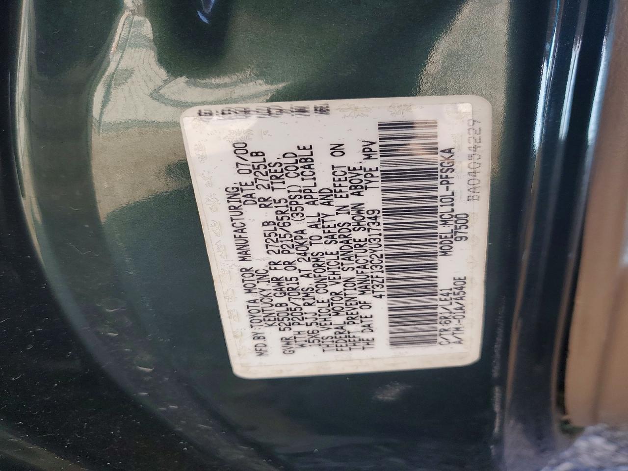 2000 TOYOTA SIENNA LE photo 25