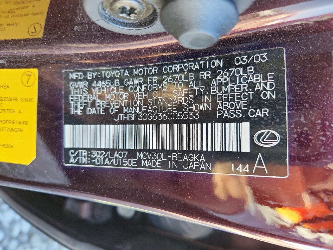 2003 LEXUS ES 300 photo 12