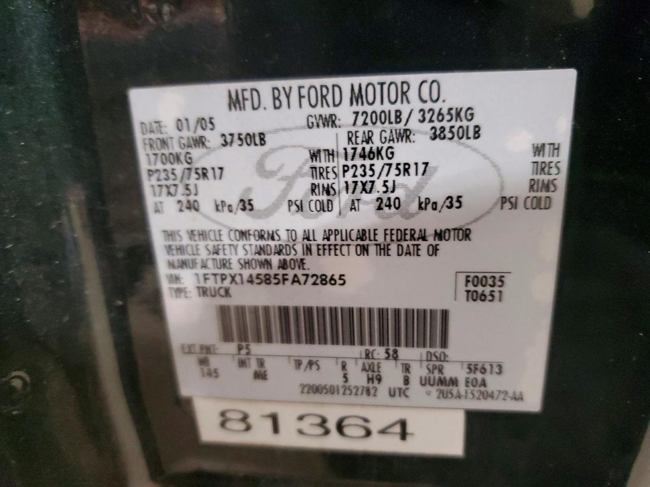 2005 FORD F150 photo 12