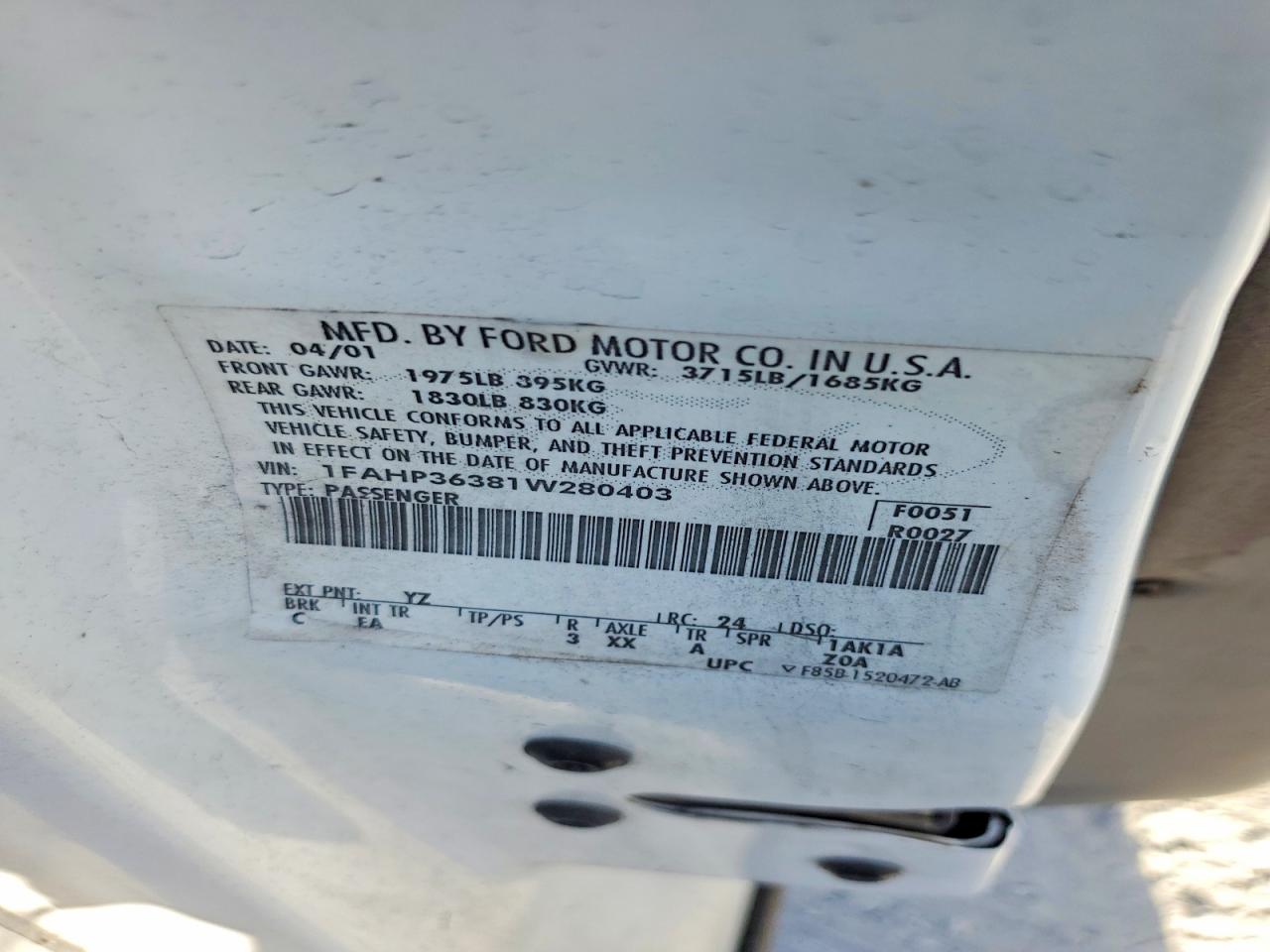 2001 FORD FOCUS SE photo 13