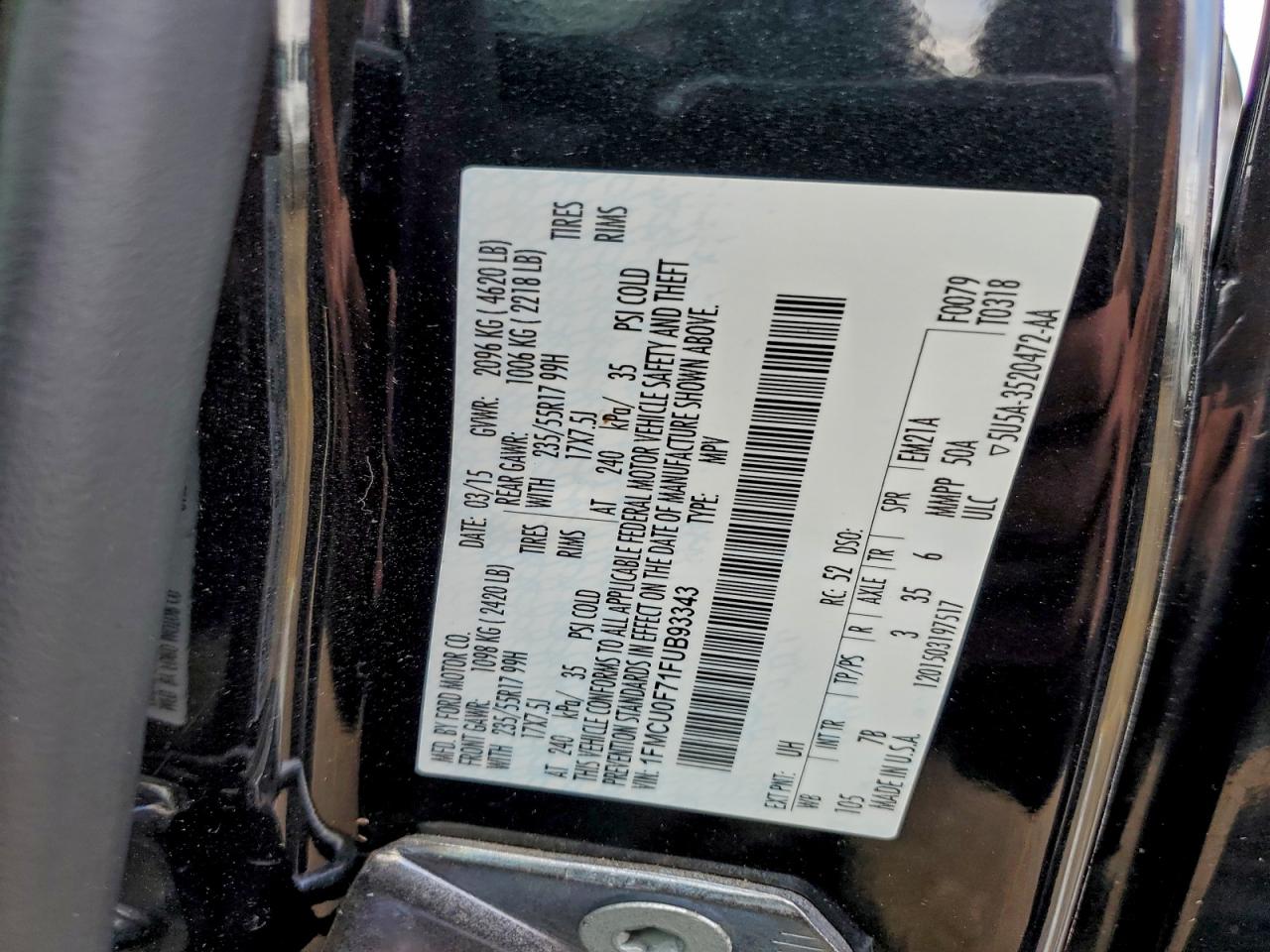 2015 FORD ESCAPE S photo 13