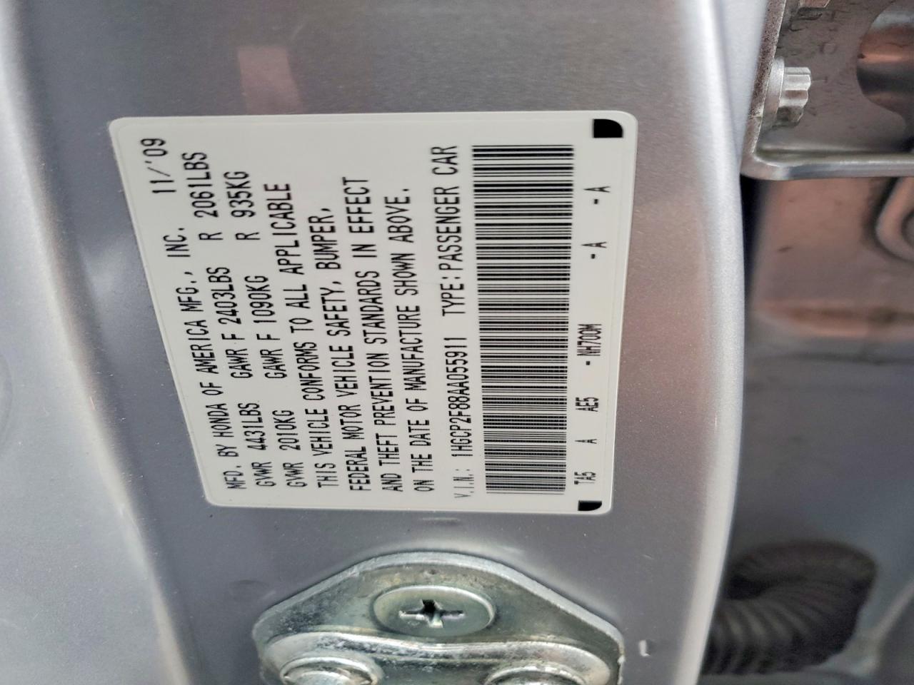 2010 HONDA ACCORD EXL photo 12