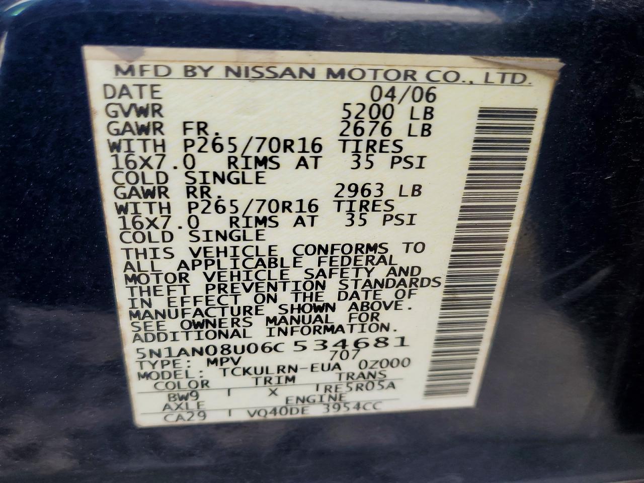 2006 NISSAN XTERRA OFF ROAD photo 13