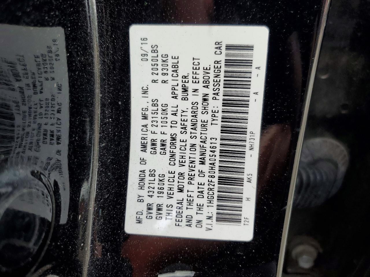 2017 HONDA ACCORD EXL photo 12