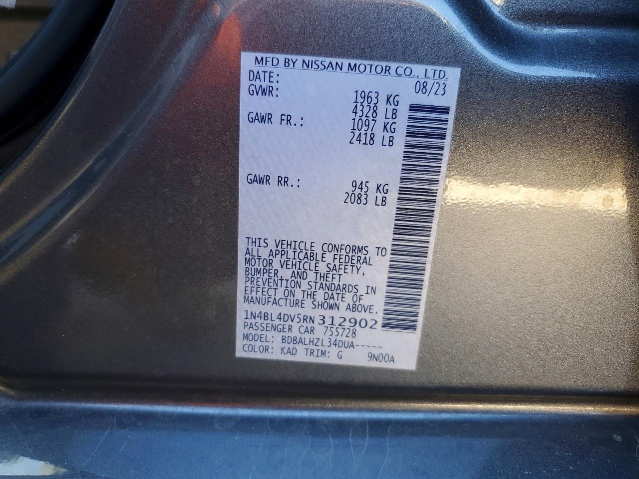 2024 NISSAN ALTIMA SV photo 12
