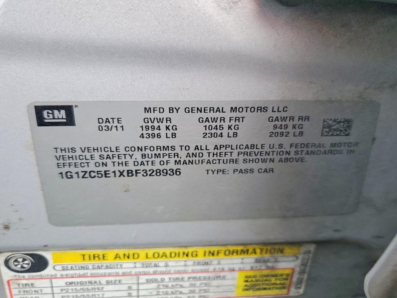 2011 CHEVROLET MALIBU 1LT photo 12