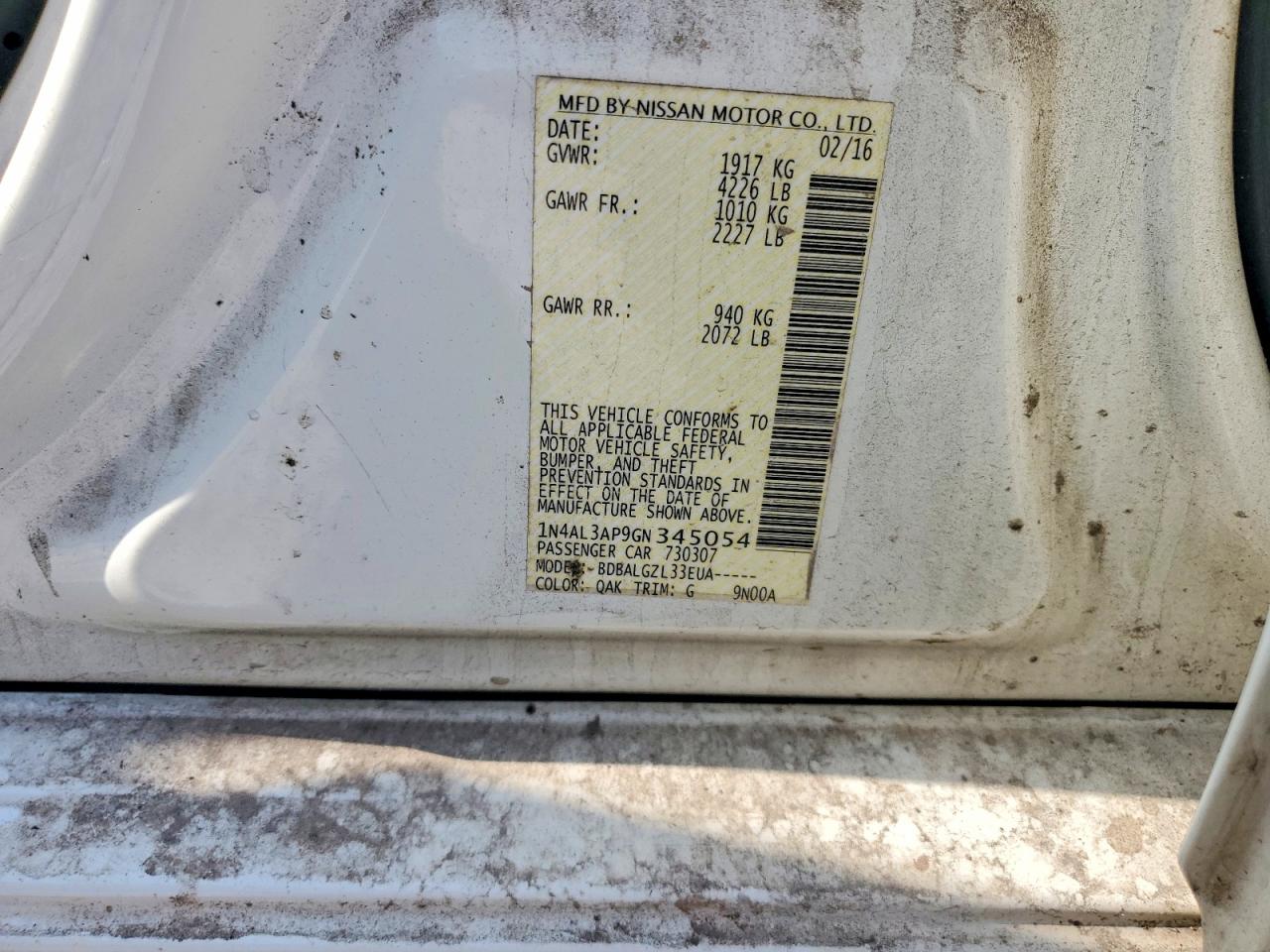 2016 NISSAN ALTIMA 2.5 photo 12