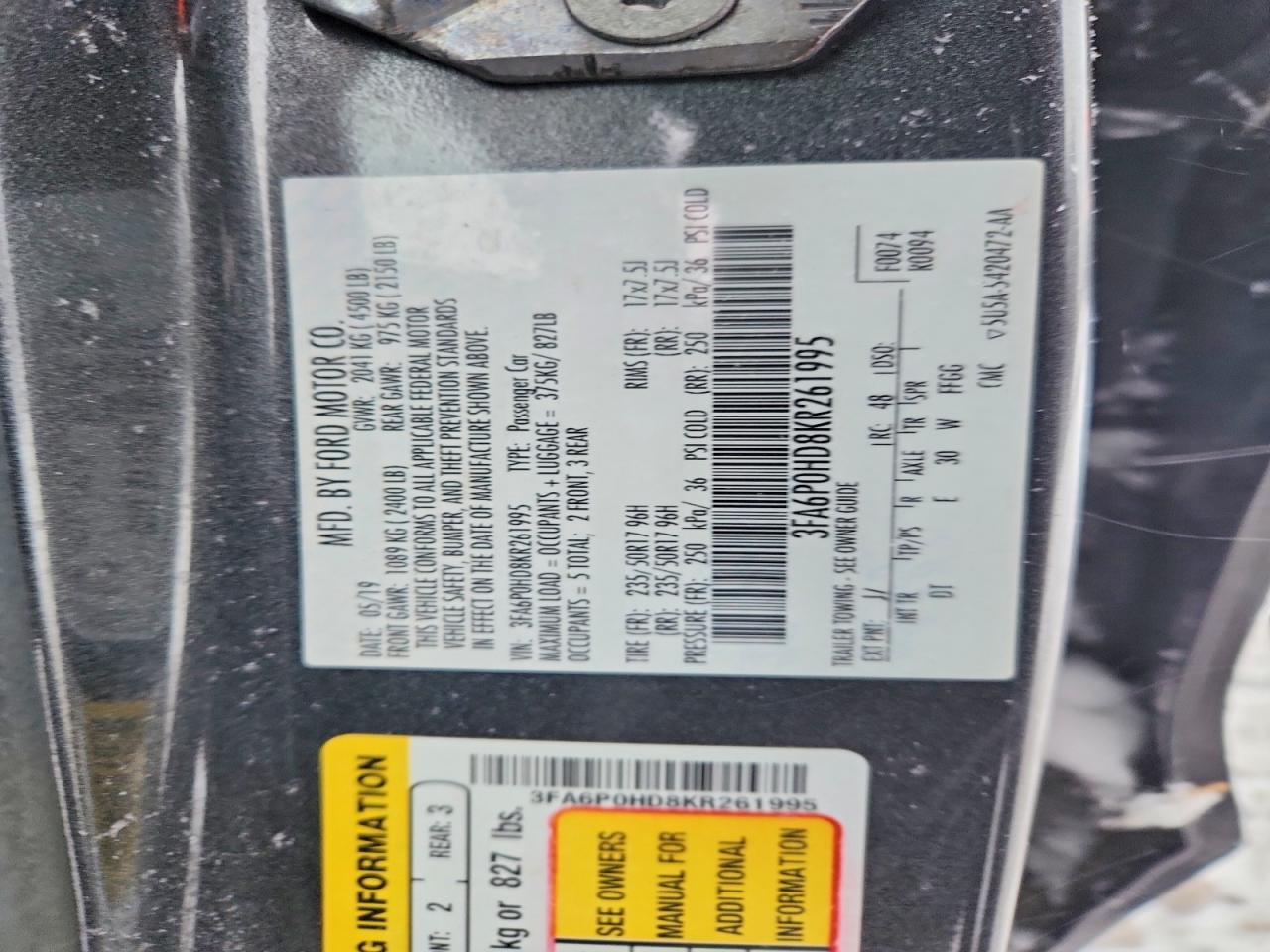2019 FORD FUSION SE photo 23