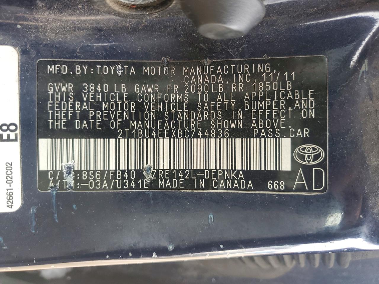 2011 TOYOTA COROLLA BASE photo 25