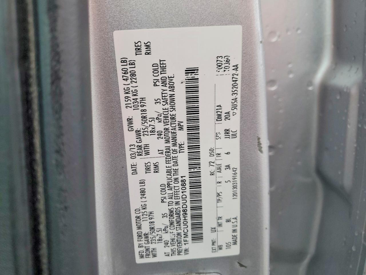 2013 FORD ESCAPE SEL photo 13