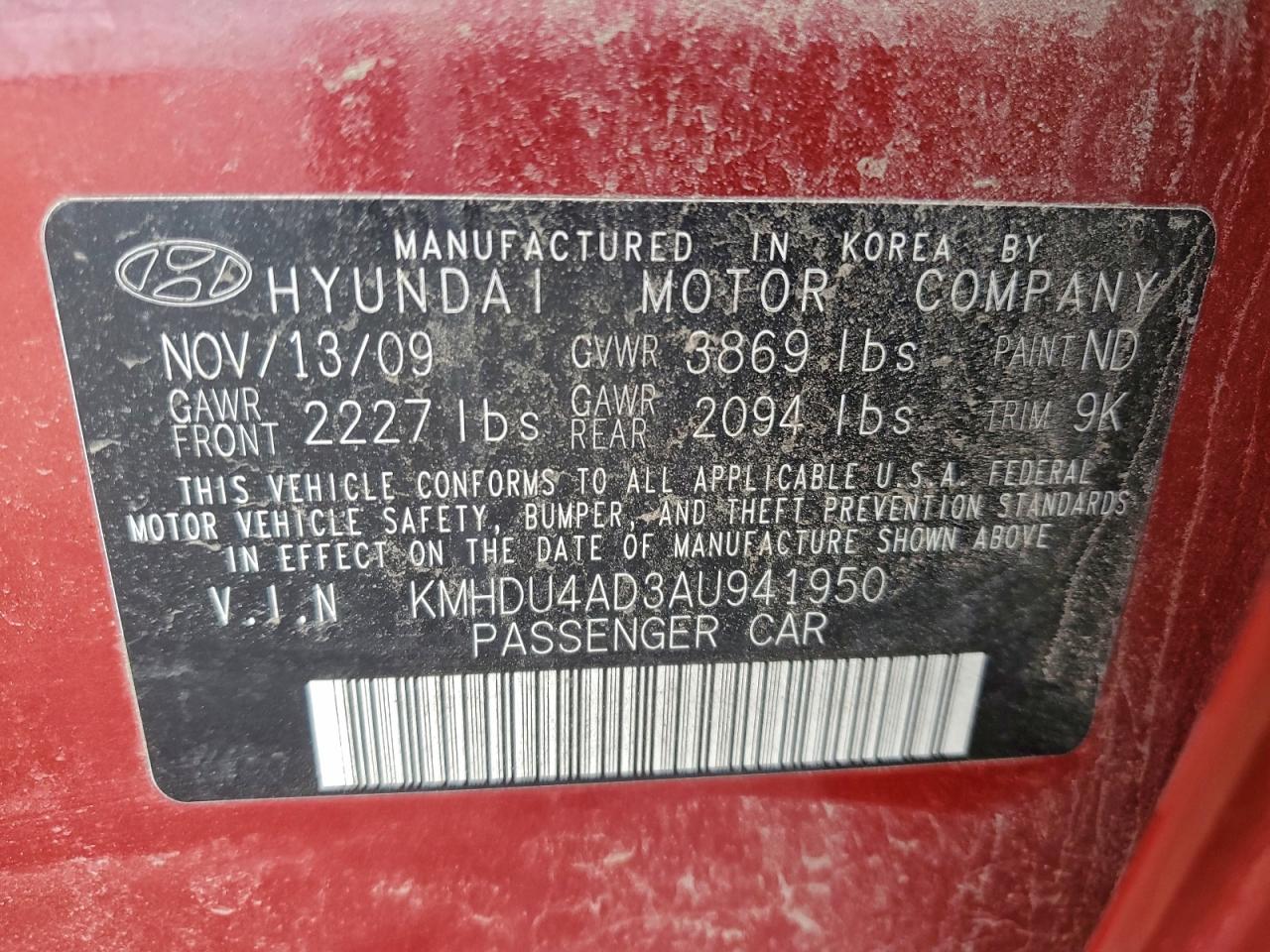 2010 HYUNDAI ELANTRA photo 12