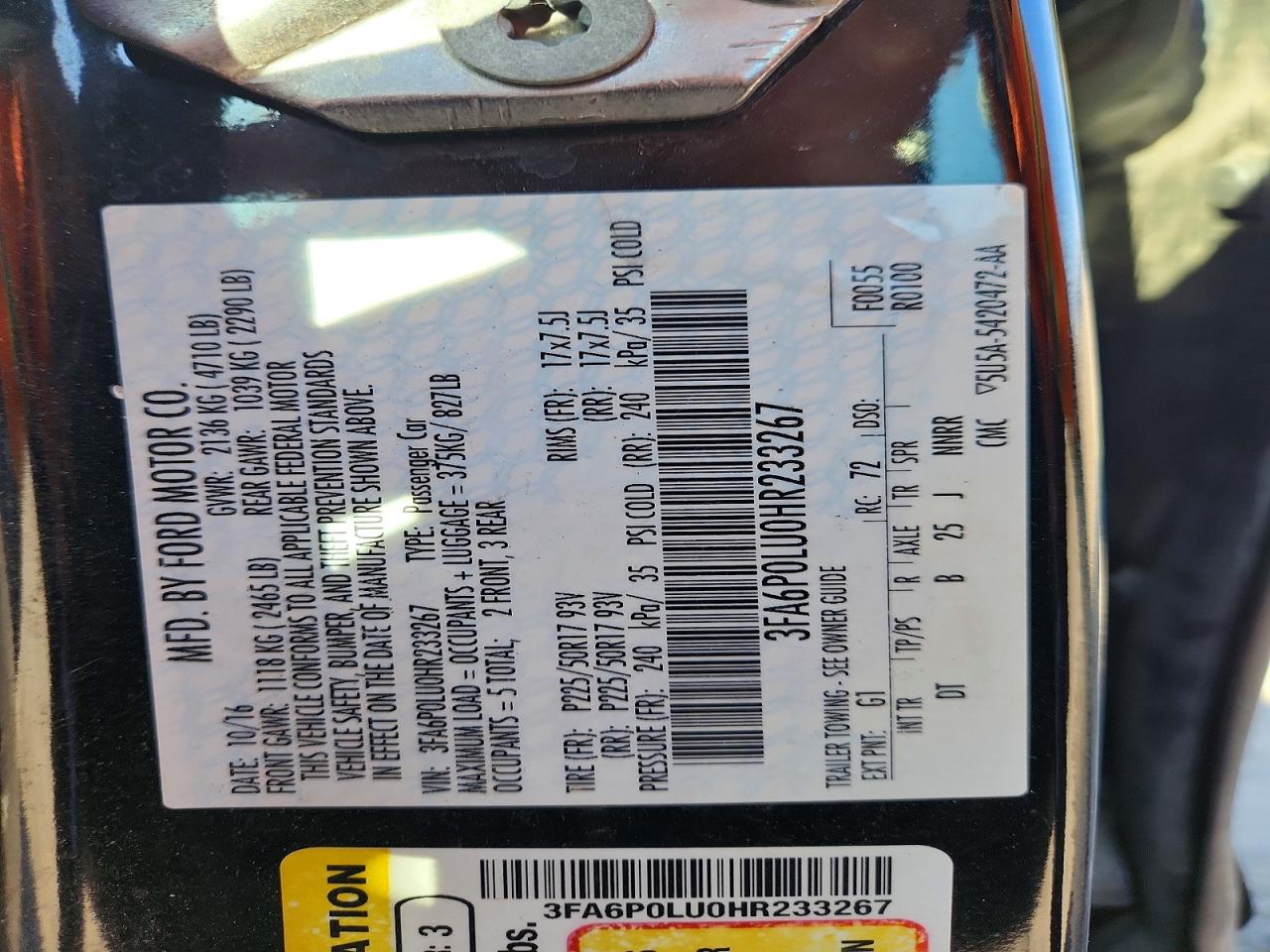 2017 FORD FUSION SE HYBRID photo 12