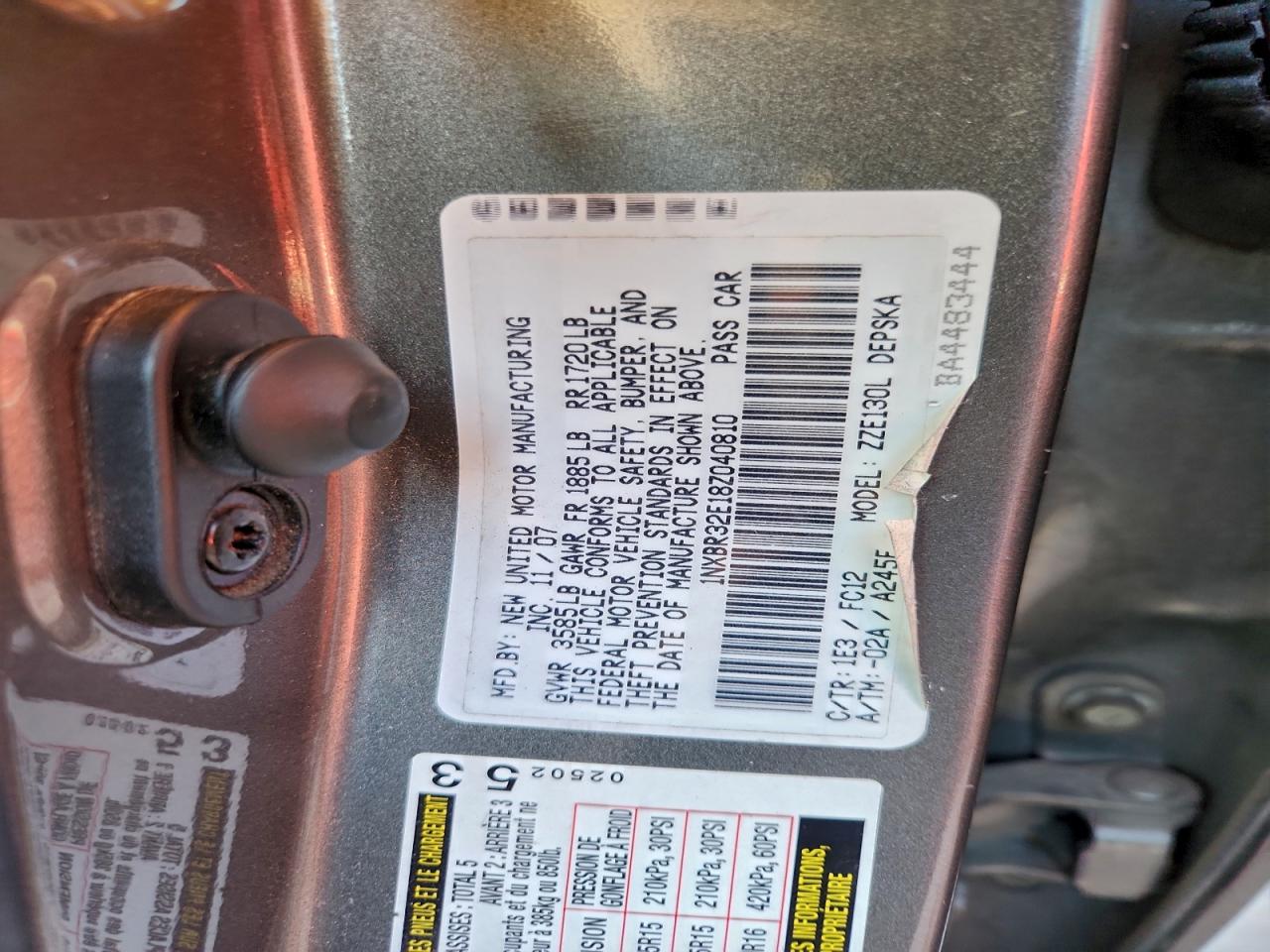 2008 TOYOTA COROLLA CE photo 12
