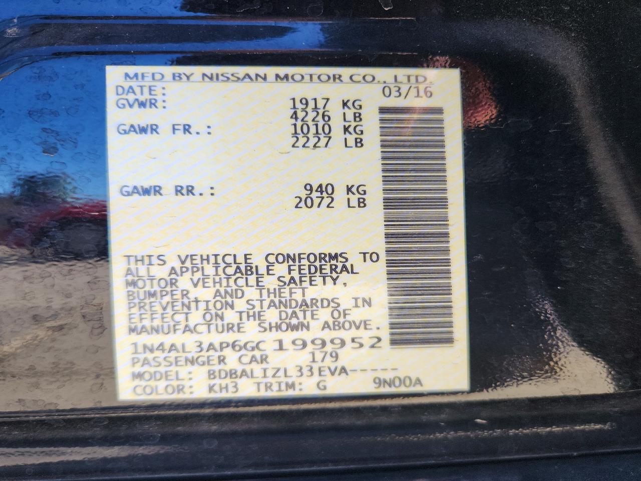 2016 NISSAN ALTIMA 2.5 SV photo 12