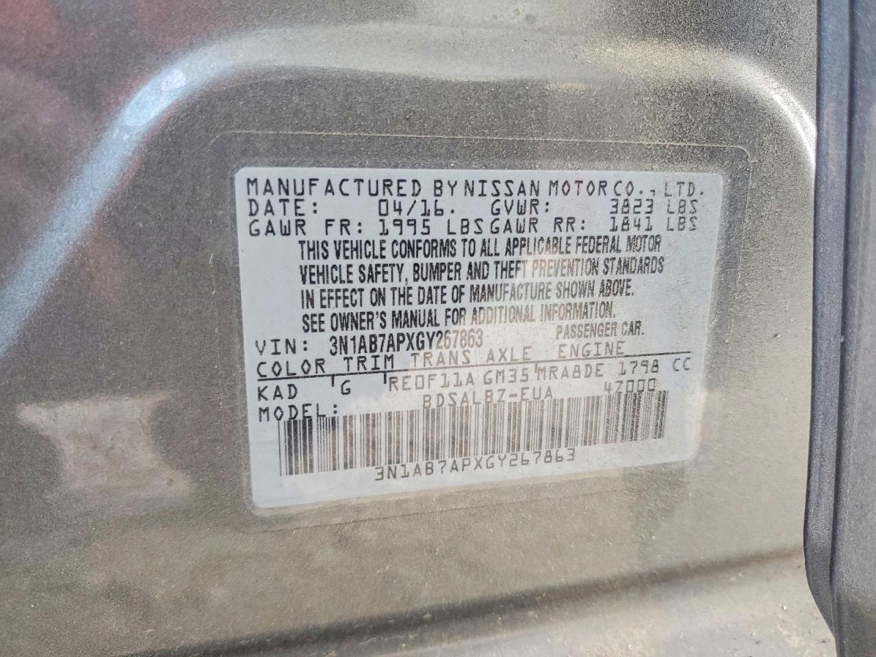 2016 NISSAN SENTRA S photo 12