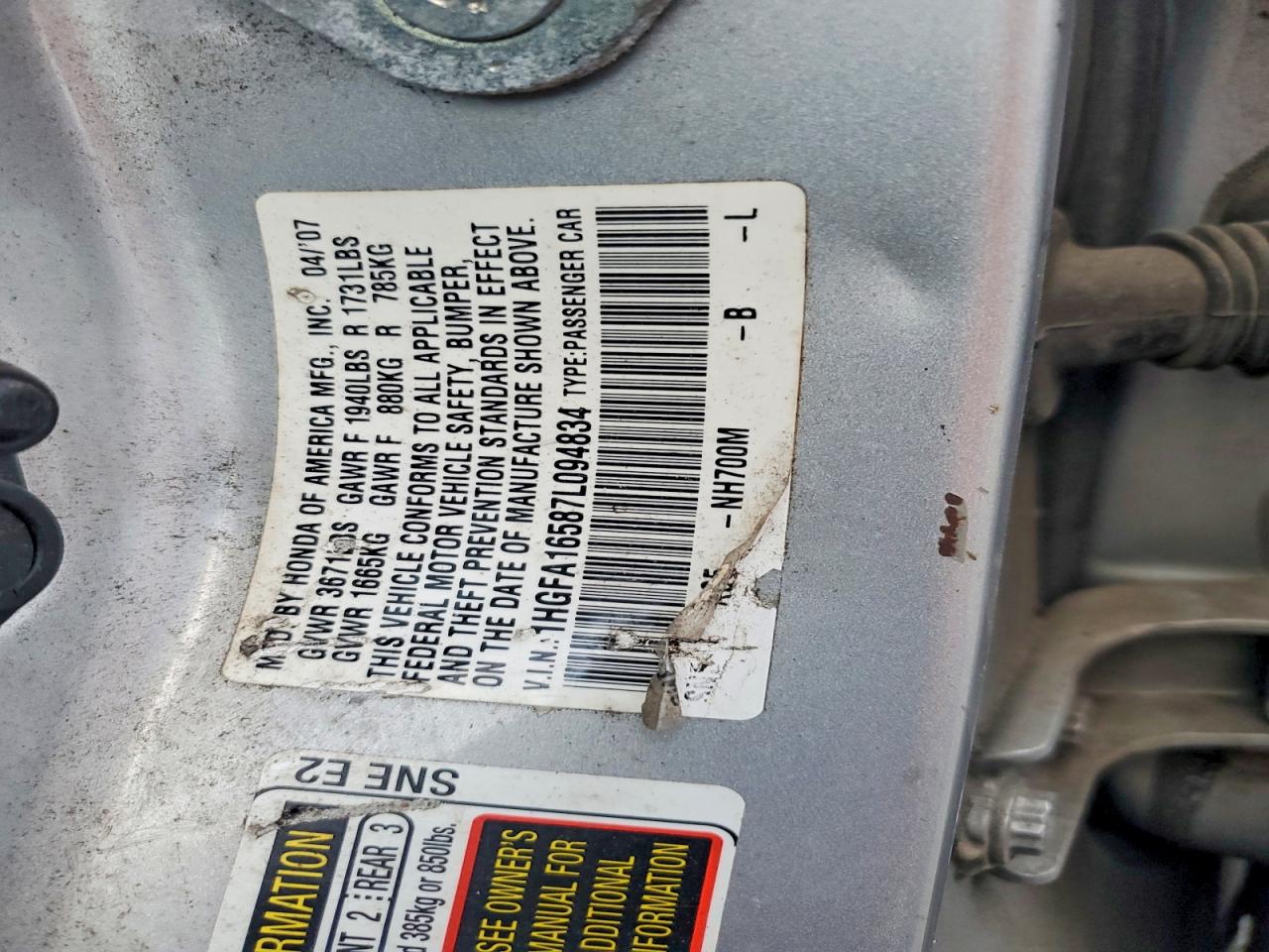 2007 HONDA CIVIC LX photo 25