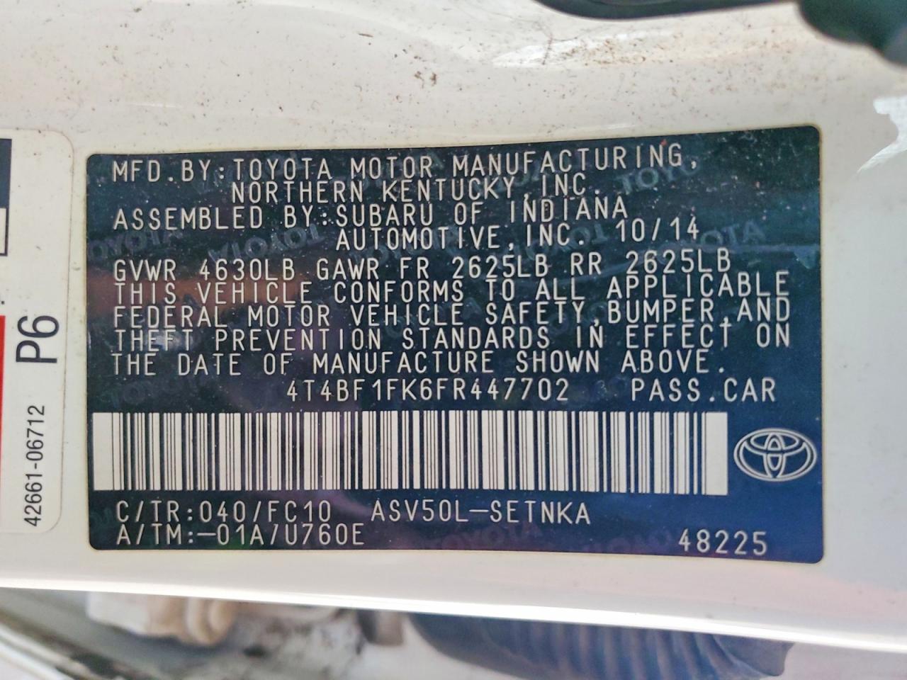 2015 TOYOTA CAMRY LE photo 12