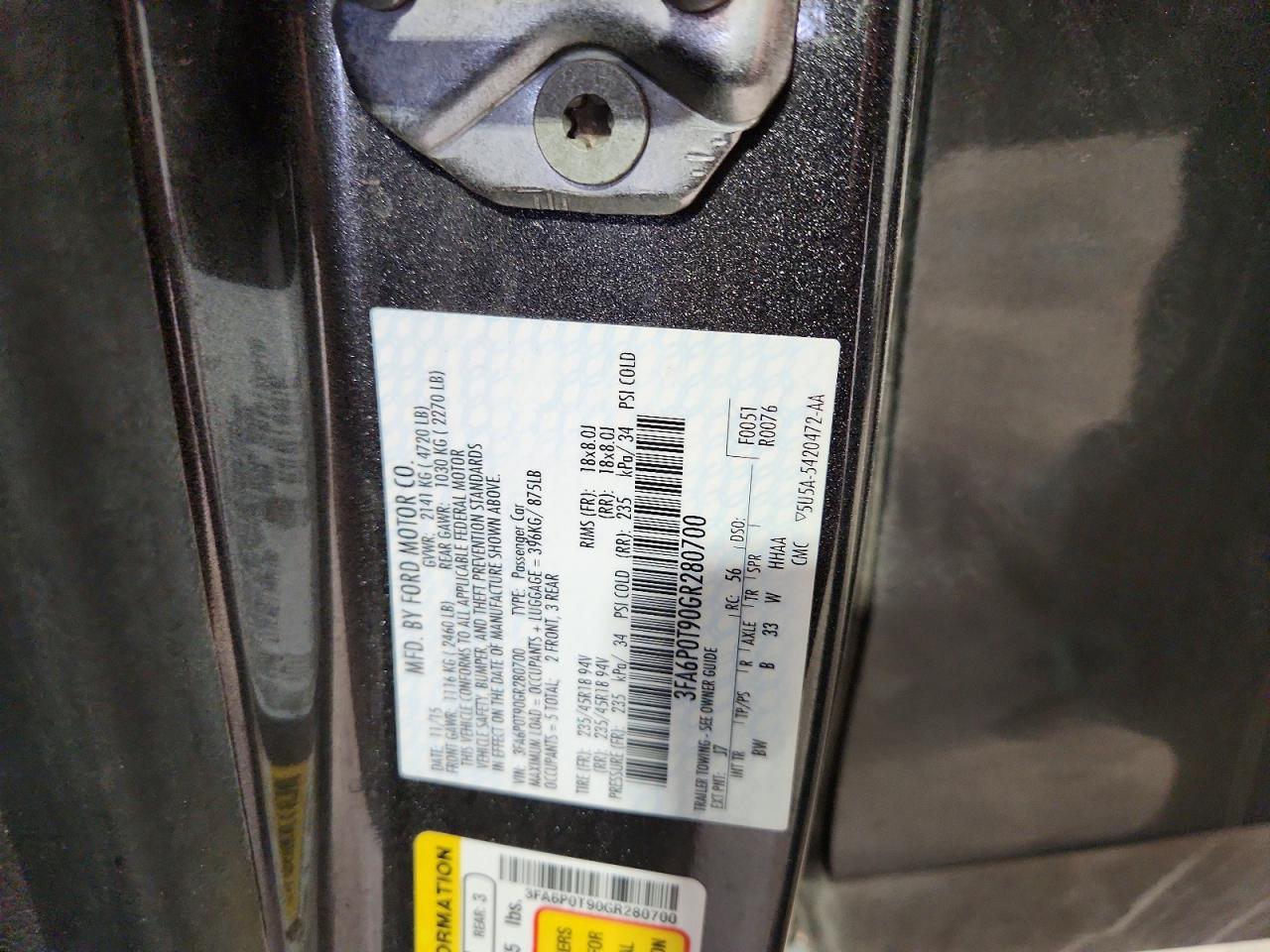 2016 FORD FUSION SE photo 34