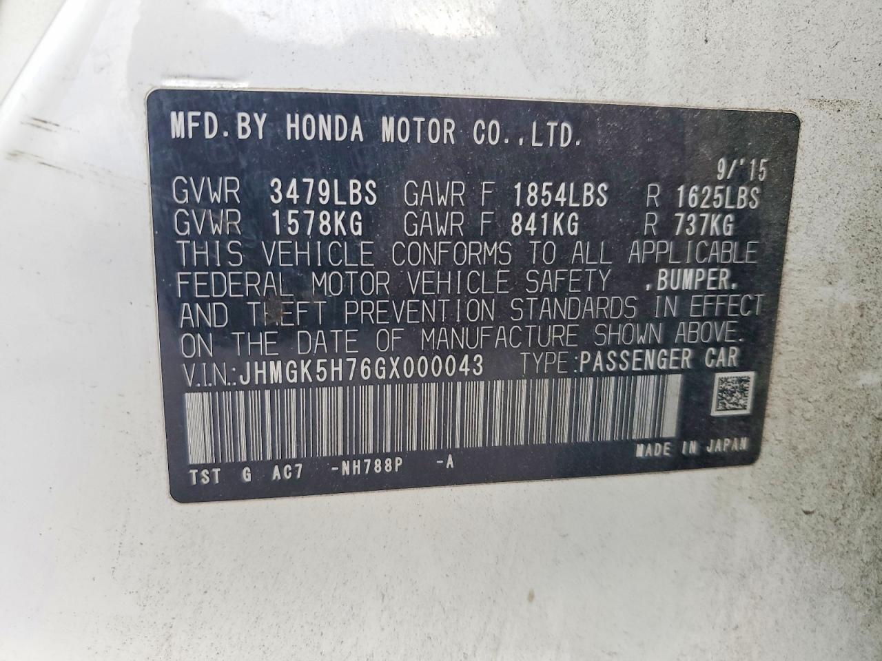 2016 HONDA FIT EX photo 12
