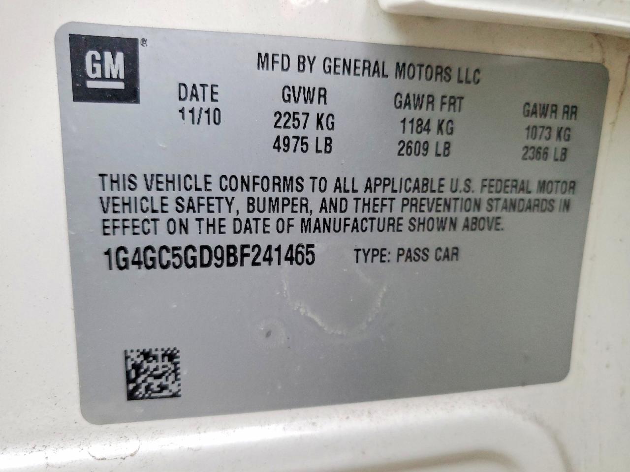 2011 BUICK LACROSSE CXL photo 12