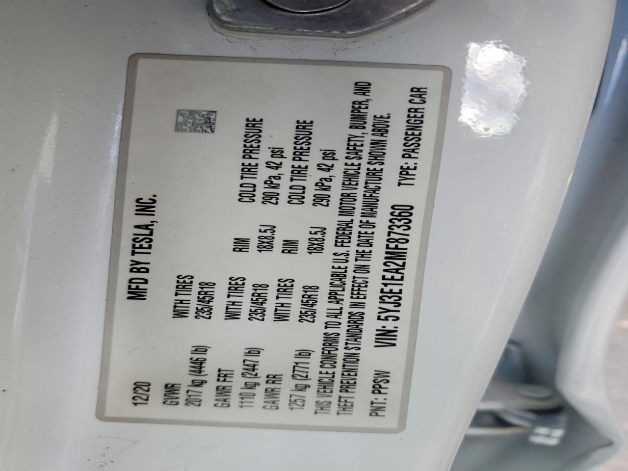 2021 TESLA MODEL 3 photo 23