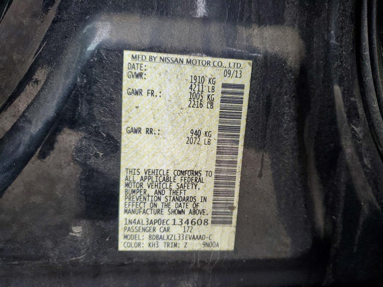 2014 NISSAN ALTIMA 2.5 photo 12