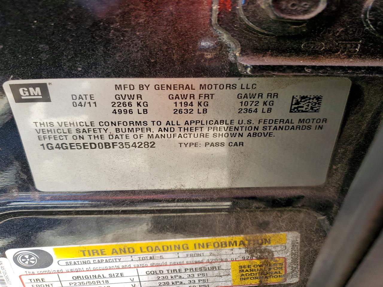 2011 BUICK LACROSSE CXS photo 13