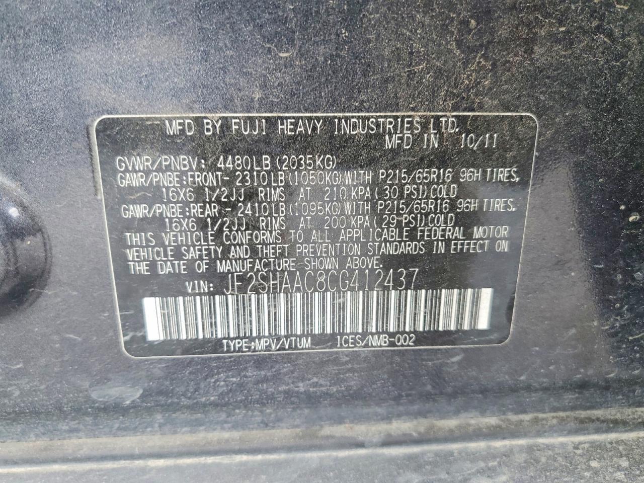 2012 SUBARU OUTBACK 2.5XT LIMITED photo 13
