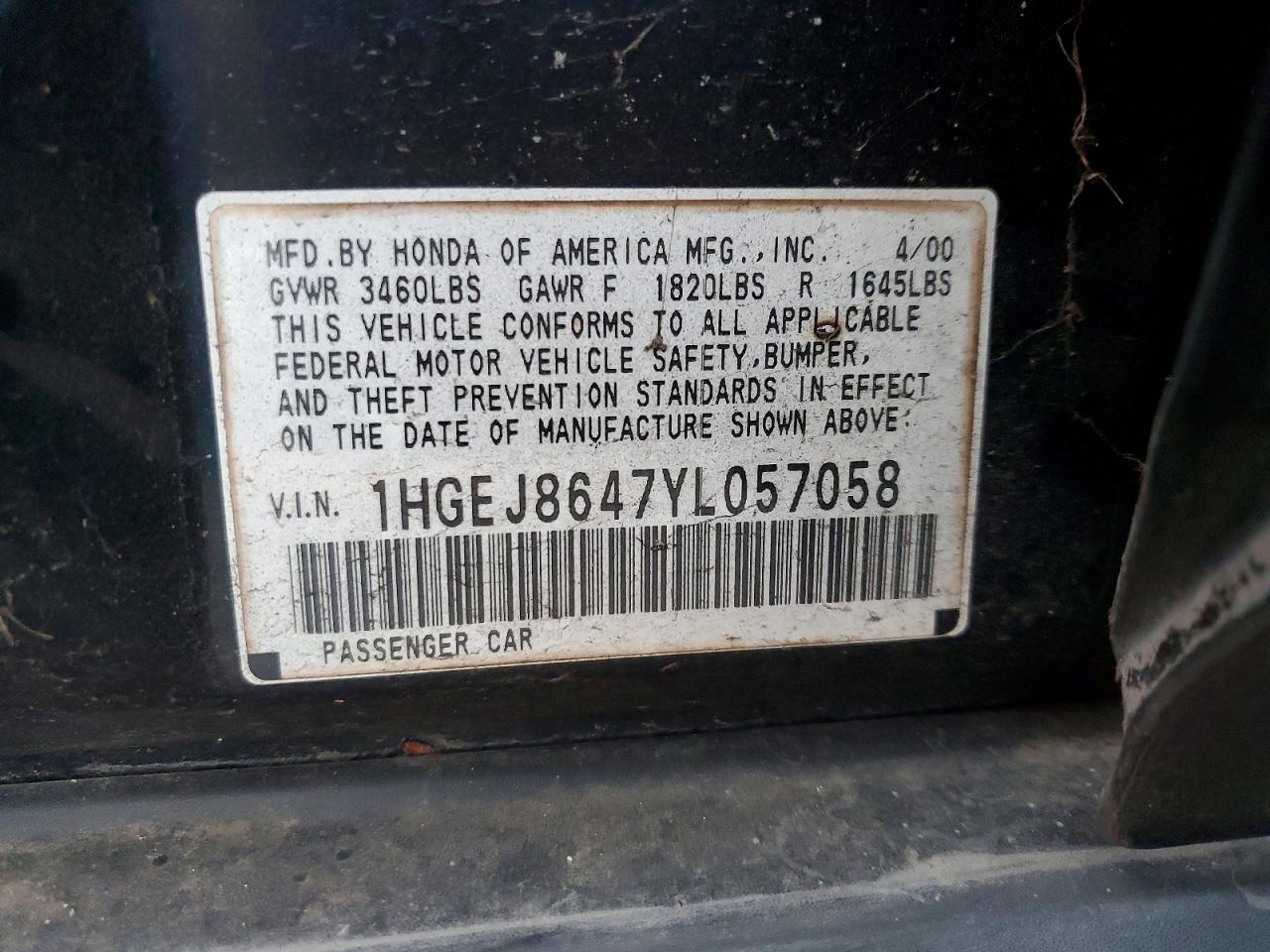 2000 HONDA CIVIC EX photo 12