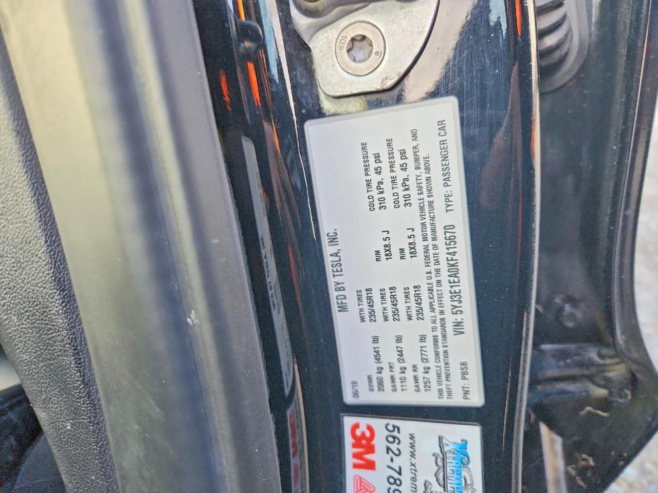 2019 TESLA MODEL 3 photo 13