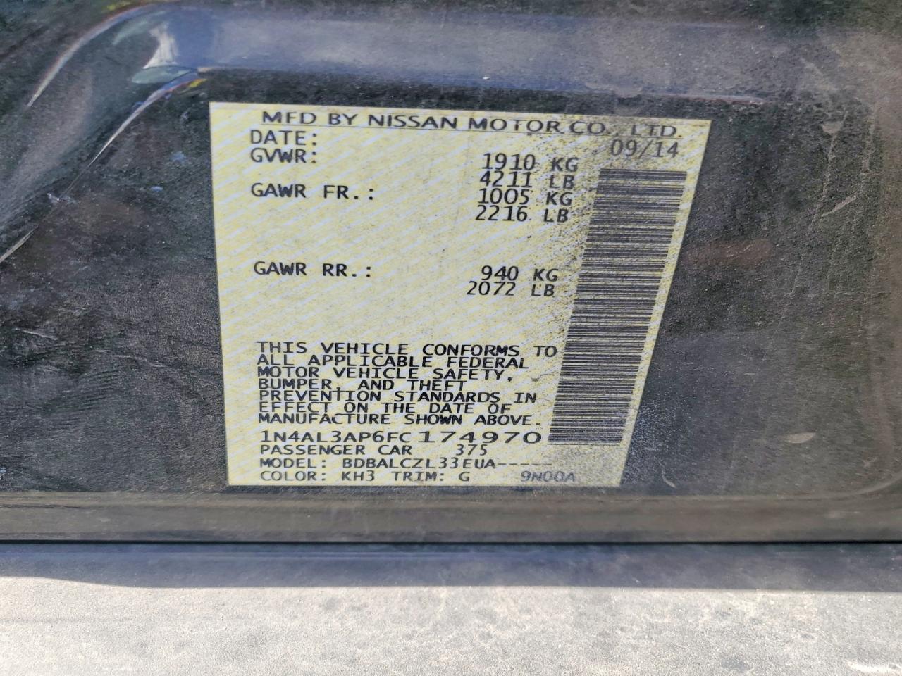 2015 NISSAN ALTIMA 2.5 photo 12