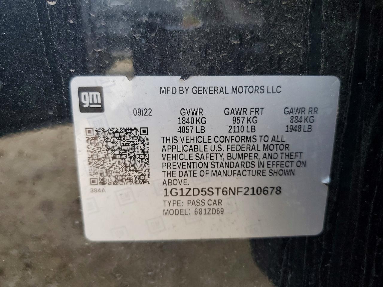 2022 CHEVROLET MALIBU LT photo 12