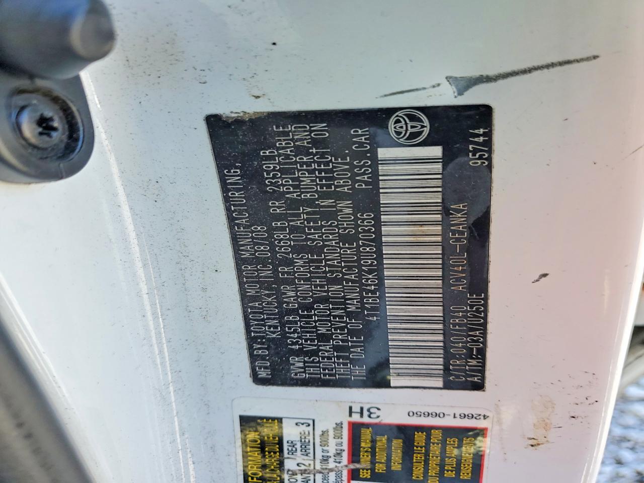 2009 TOYOTA CAMRY BASE photo 12