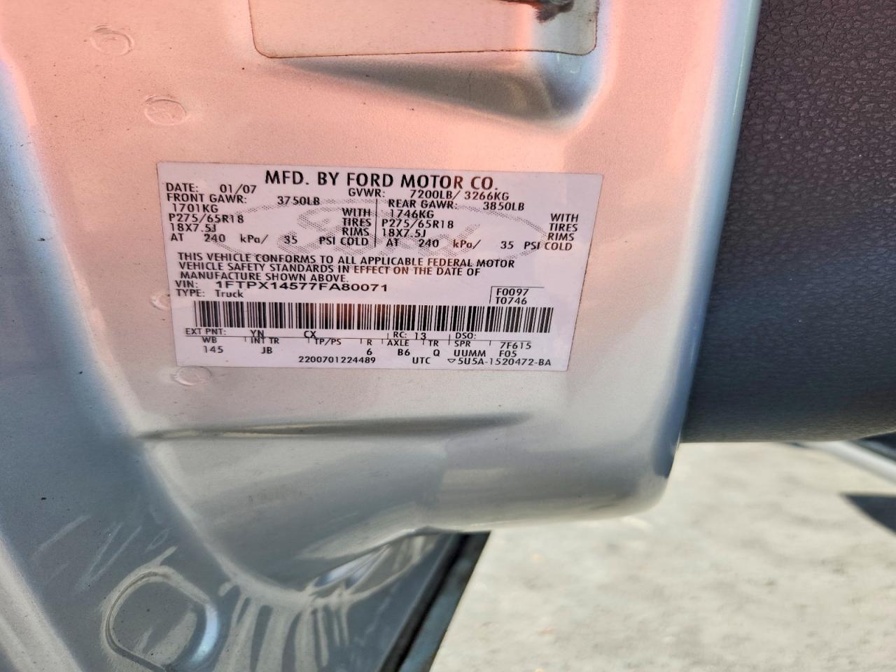2007 FORD F150 photo 12