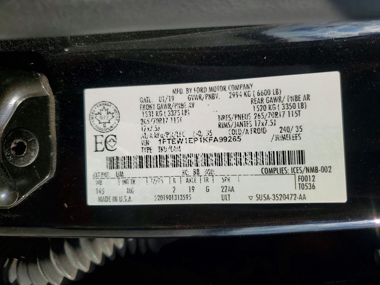 2019 FORD F150 SUPERCREW photo 12