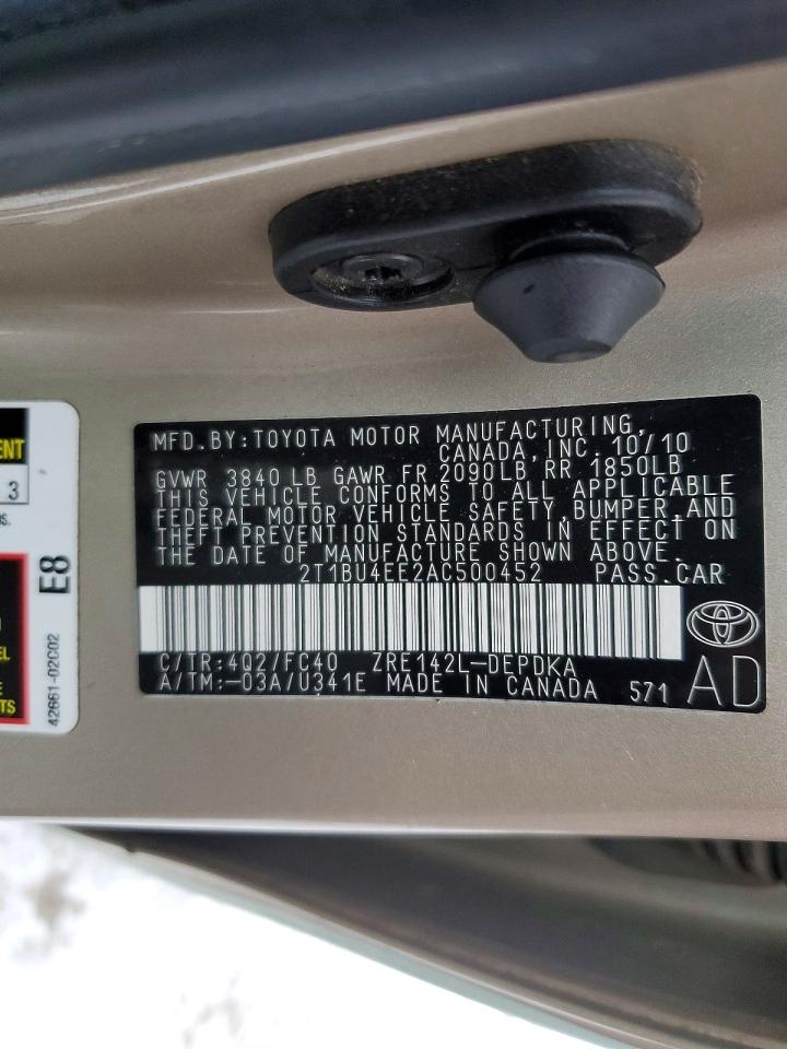 2010 TOYOTA COROLLA BASE photo 12
