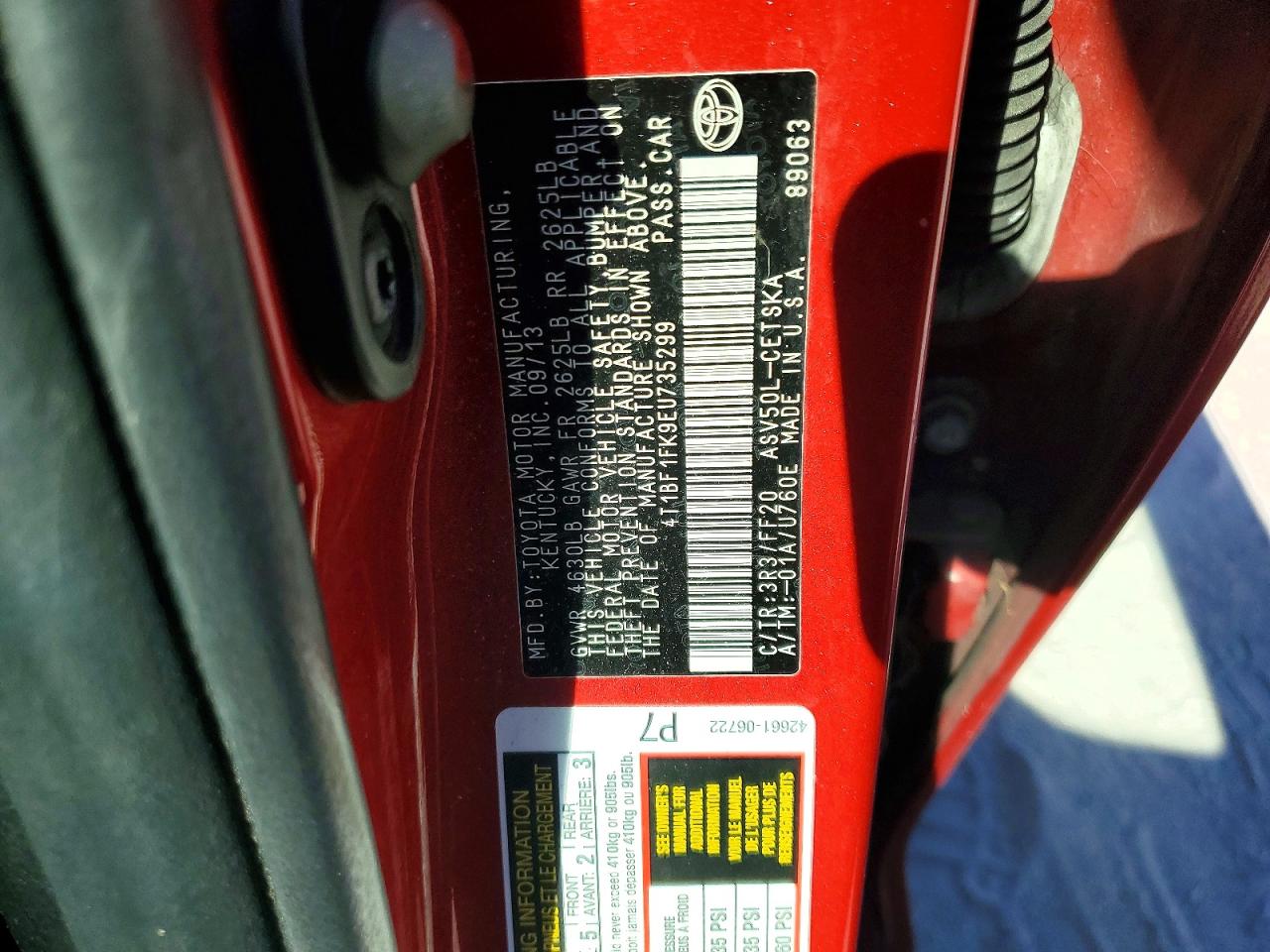 2014 TOYOTA CAMRY L photo 12
