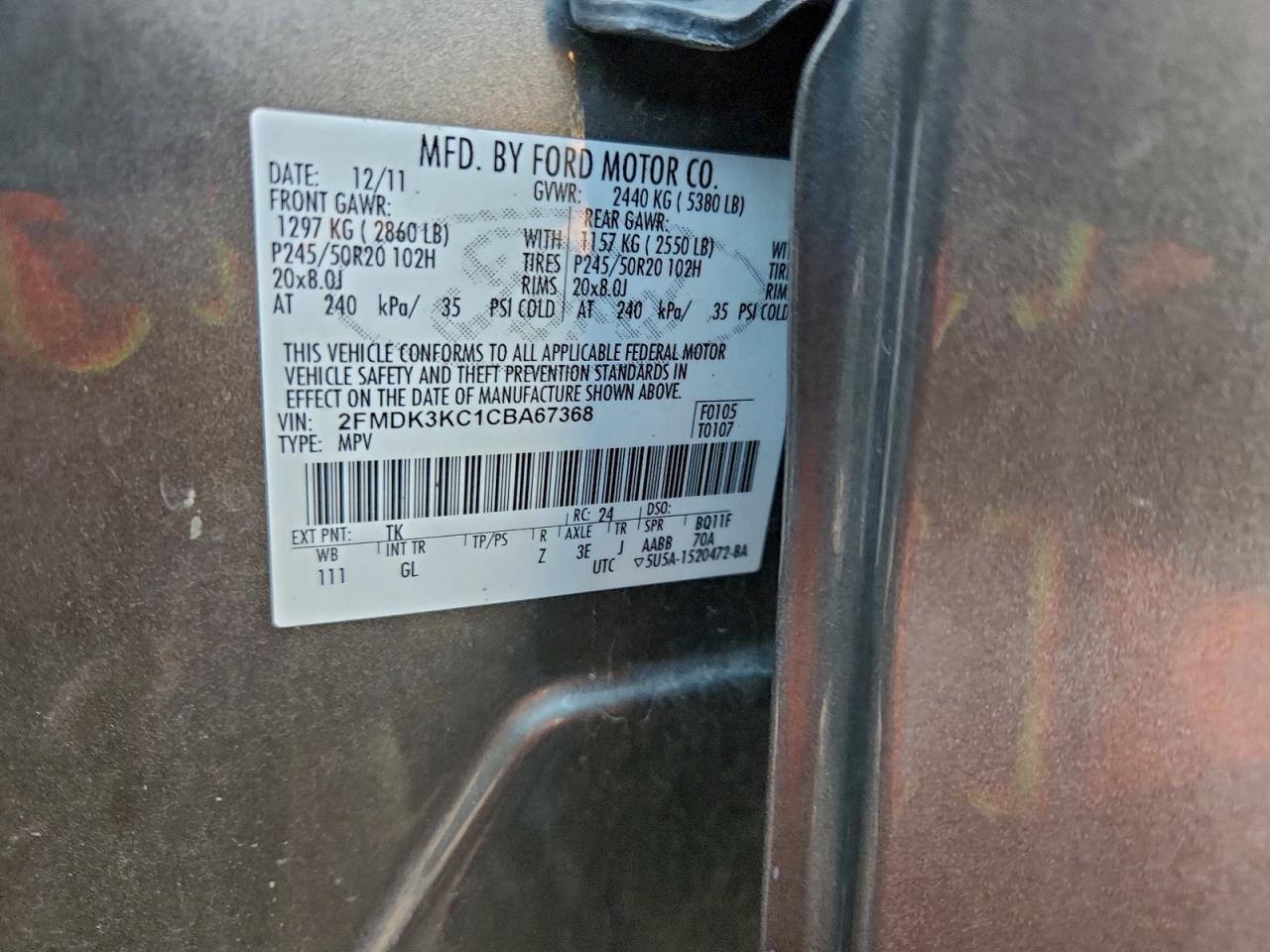 2012 FORD EDGE LIMITED photo 12