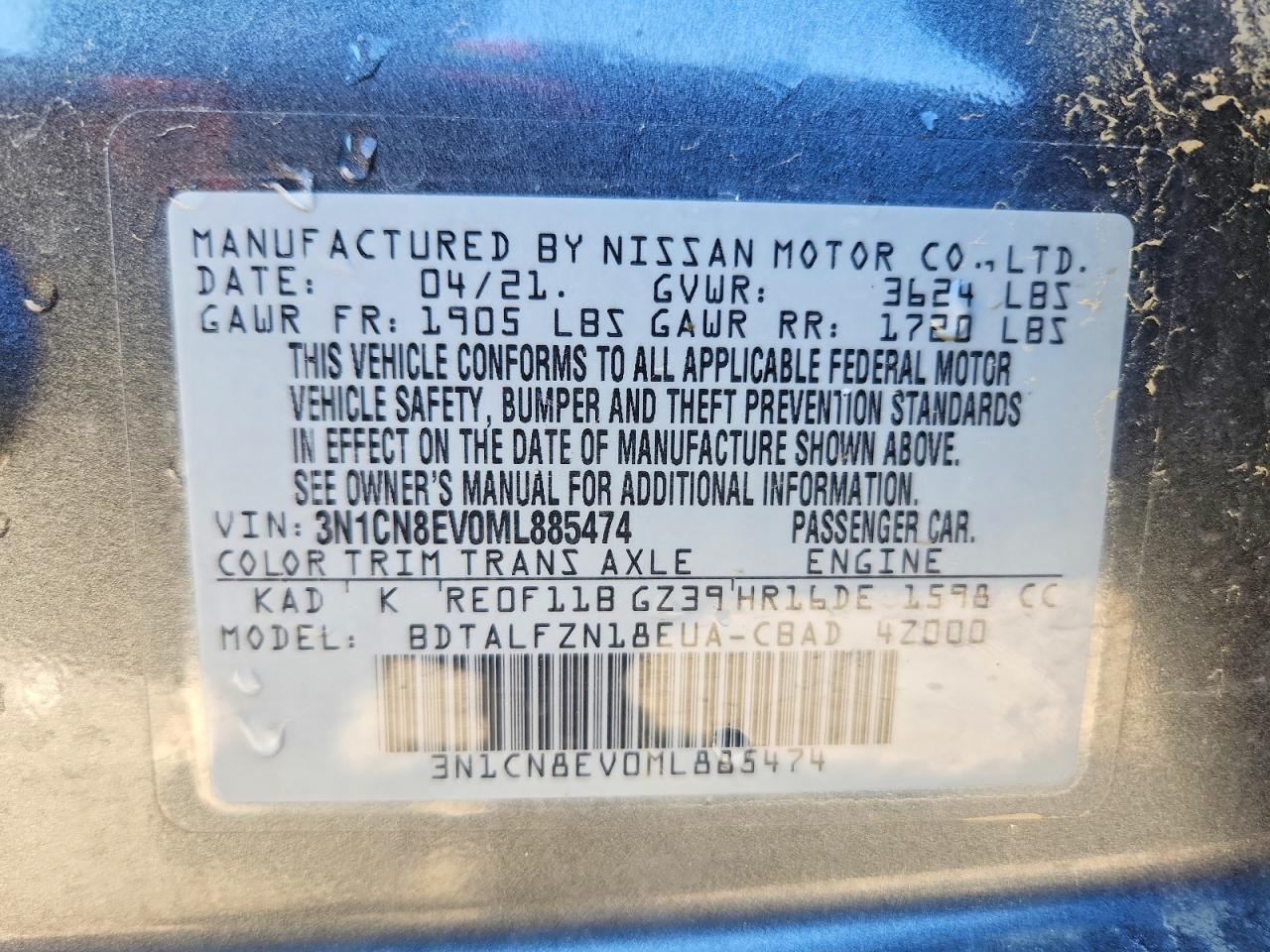 2021 NISSAN VERSA SV photo 13