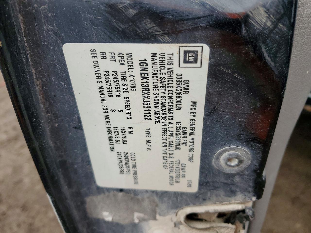 1999 CHEVROLET TAHOE K1500 photo 13