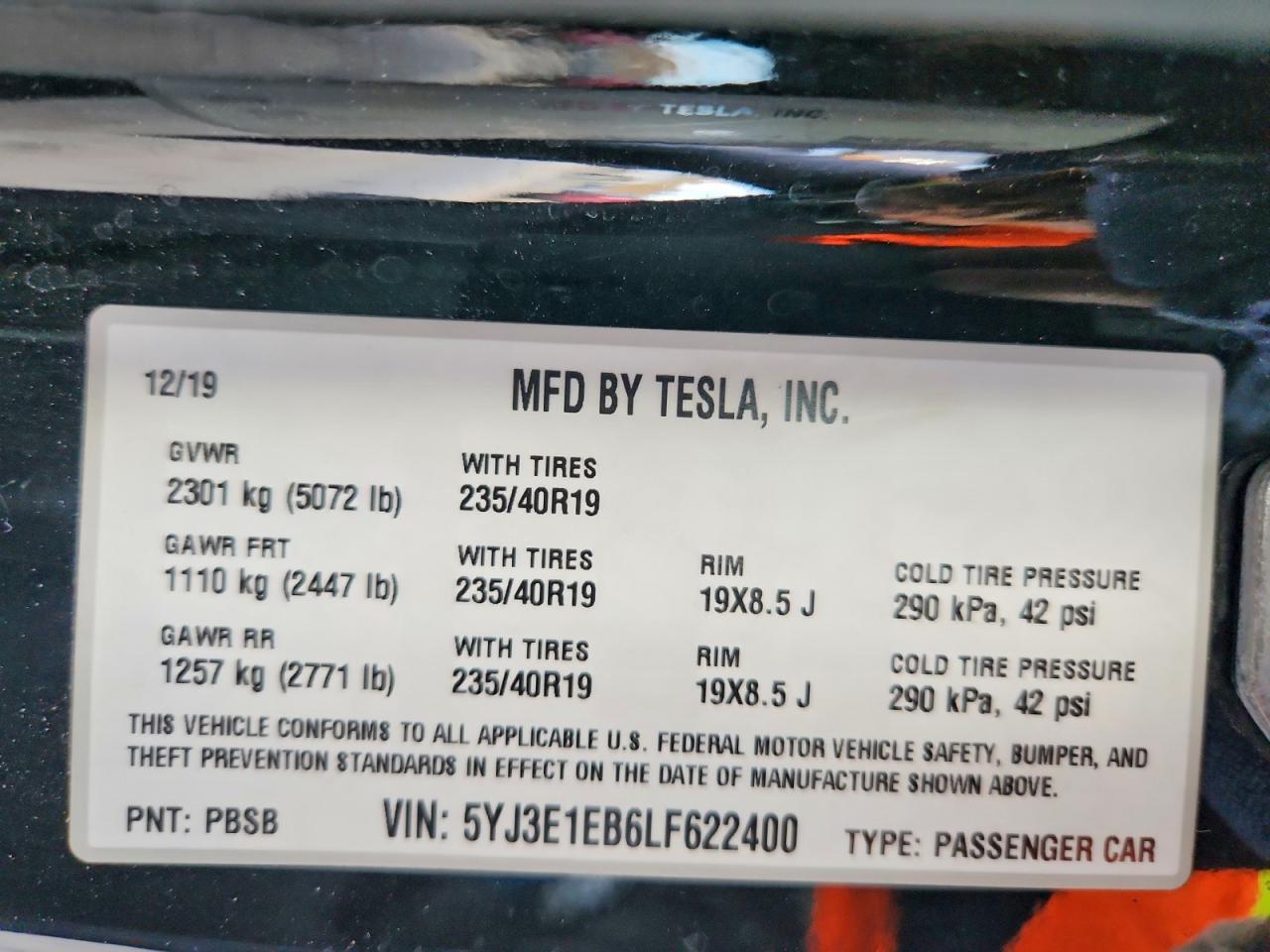 2020 TESLA MODEL 3 photo 27