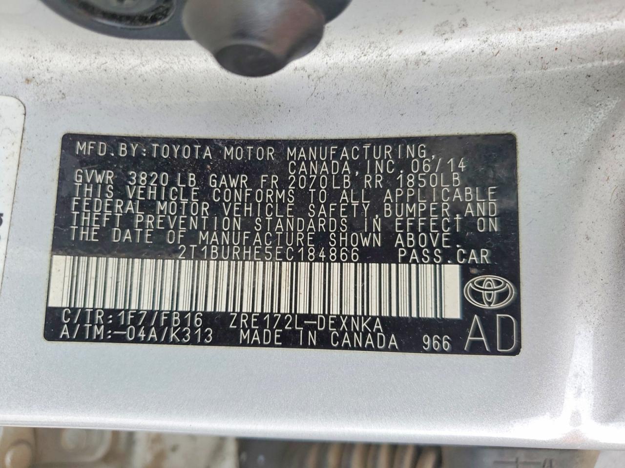2014 TOYOTA COROLLA L photo 13