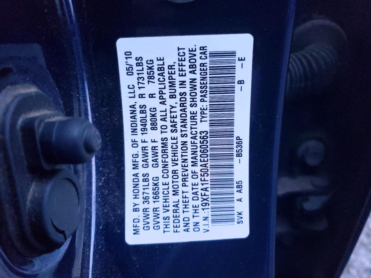 2010 HONDA CIVIC LX photo 12