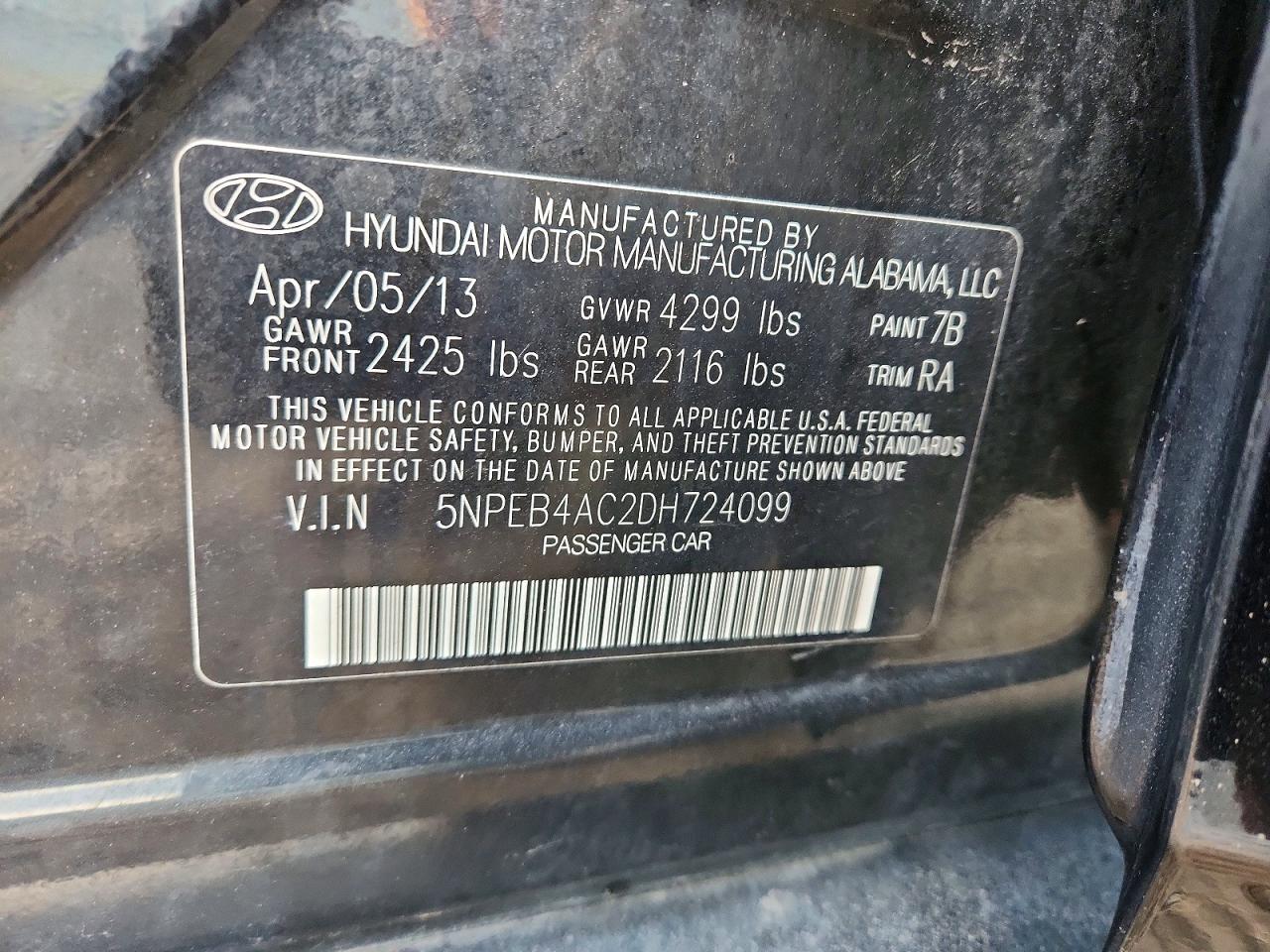 2013 HYUNDAI SONATA GLS photo 12