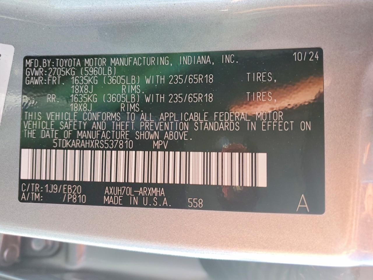 2024 TOYOTA HIGHLANDER HYBRID XLE photo 14
